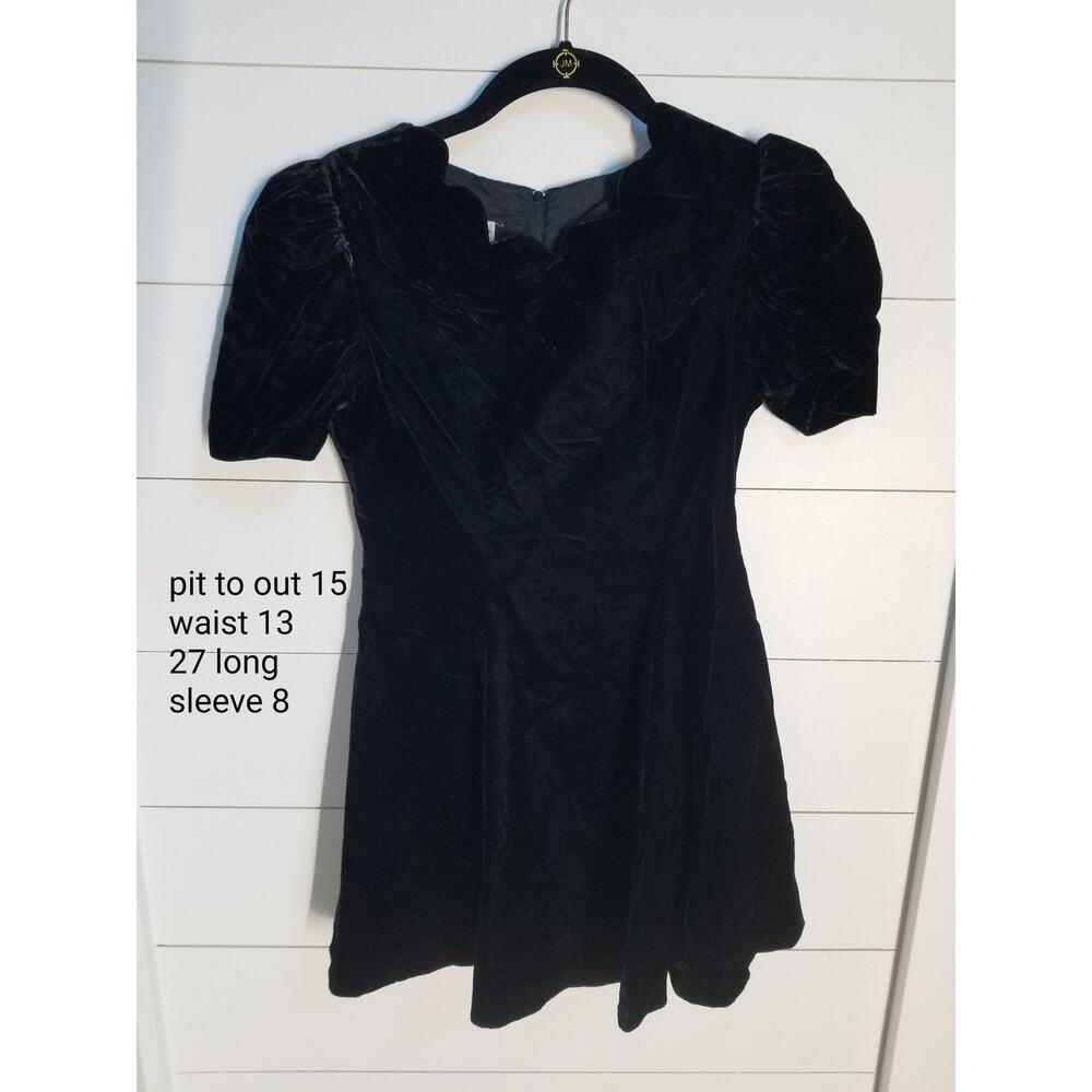 Vintage Rampage Girls Black Velvet Christmas Holiday Dress